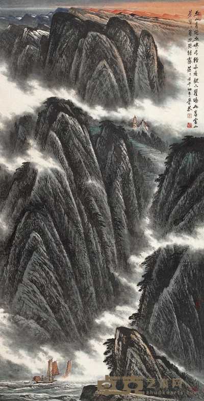 岑学恭 2002年作 巫山高绝 镜心 137×68cm